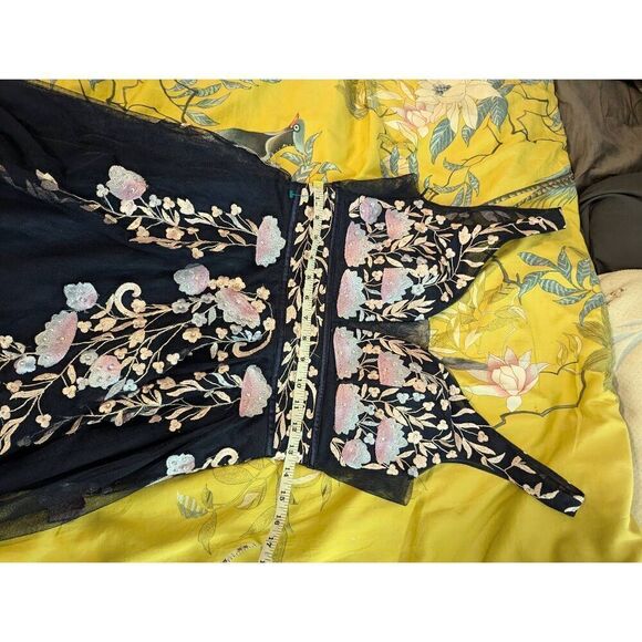 TLC Say Yes to the Prom Juniors' Embellished Floral Ballgown Dress Navy Size 5 - Picture 7 of 9